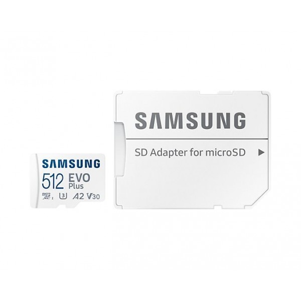 Samsung EVO Plus 512GB V30 UHS-I U3 A2 microSDXC Card with SD-card Adapter