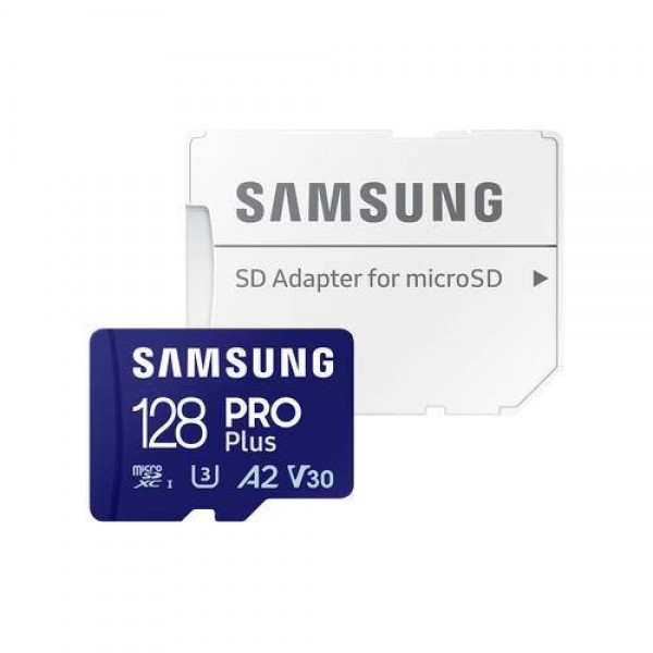 Samsung PRO Plus 128GB V30 UHS-I U3 A2 microSDXC Card with SD-card Adapter