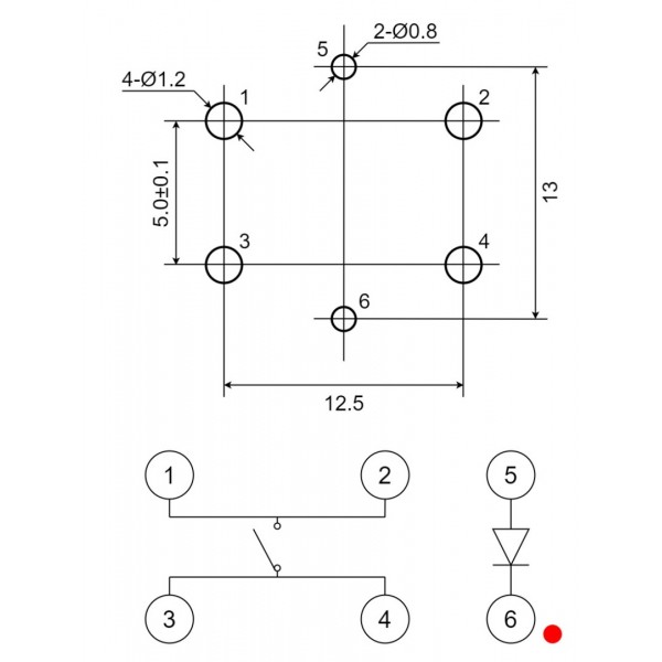 Tactile Pushbutton Switch 4 Pin - With Blue LED Lighting