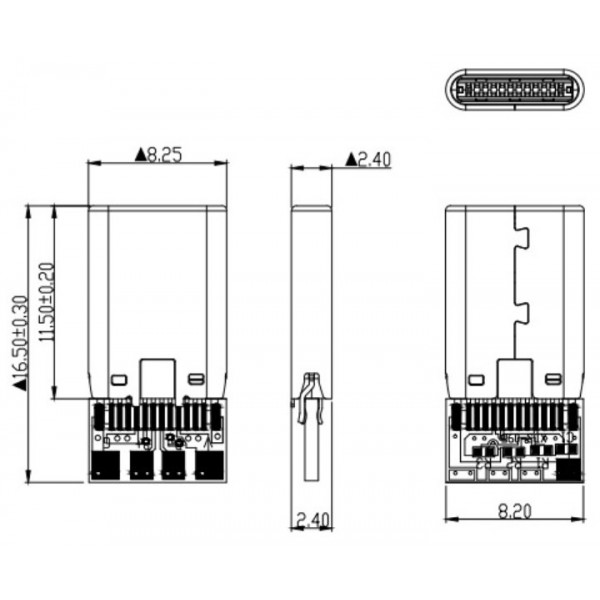 USB-C 2.0 Male to Soldering Pads Adapter V2