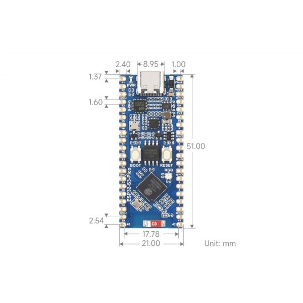 Waveshare ESP32-S3 Pico Development Board - Gesoldeerde Headers