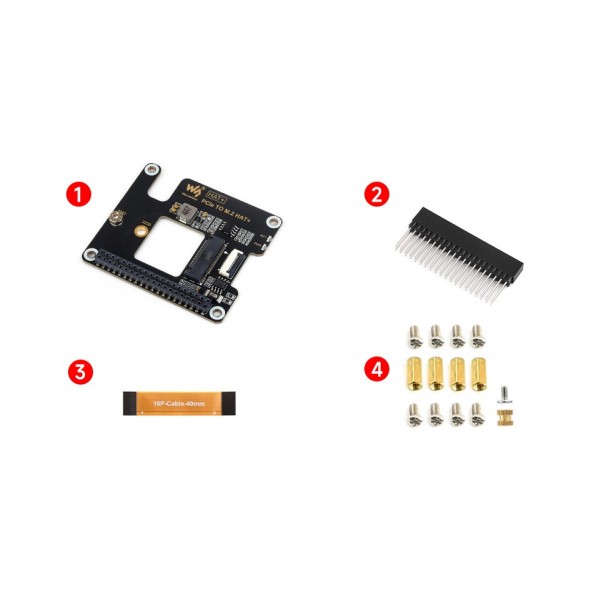 Waveshare PCIe naar M.2 HAT - voor NVMe SSD - voor Raspberry Pi 5