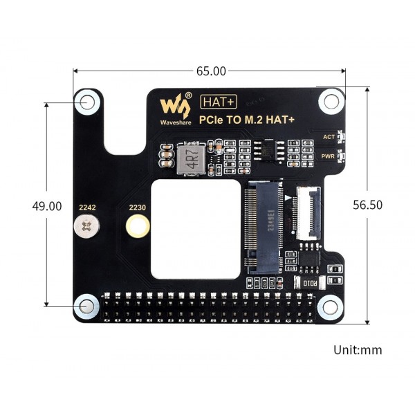 Waveshare PCIe naar M.2 HAT - voor NVMe SSD - voor Raspberry Pi 5