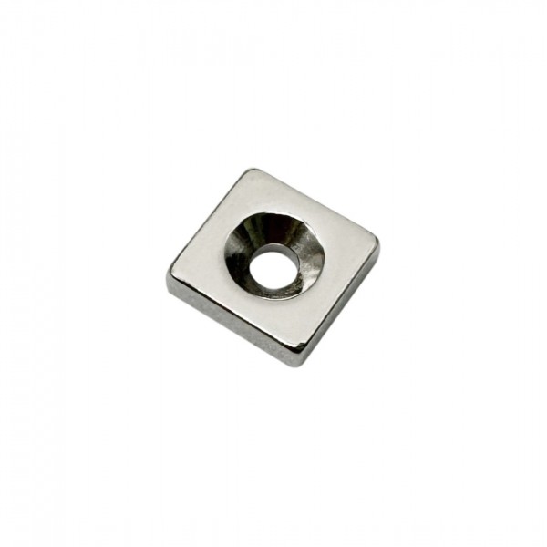 XMP Neodymium Magnet 15x15x4mm - with 4.5mm Countersunk Mounting Holes - N35