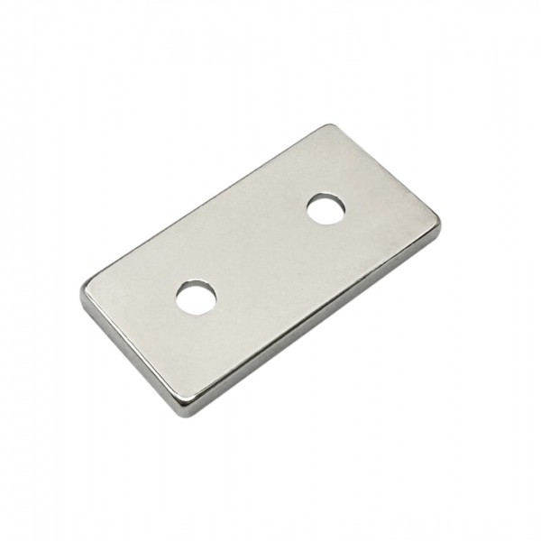 XMP Neodymium Magnet 40x20x4mm - with 4.5mm Countersunk Mounting Holes - N35