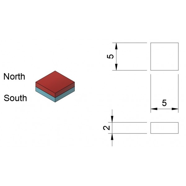 XMP Neodymium Magnet 5x5x2mm - N52