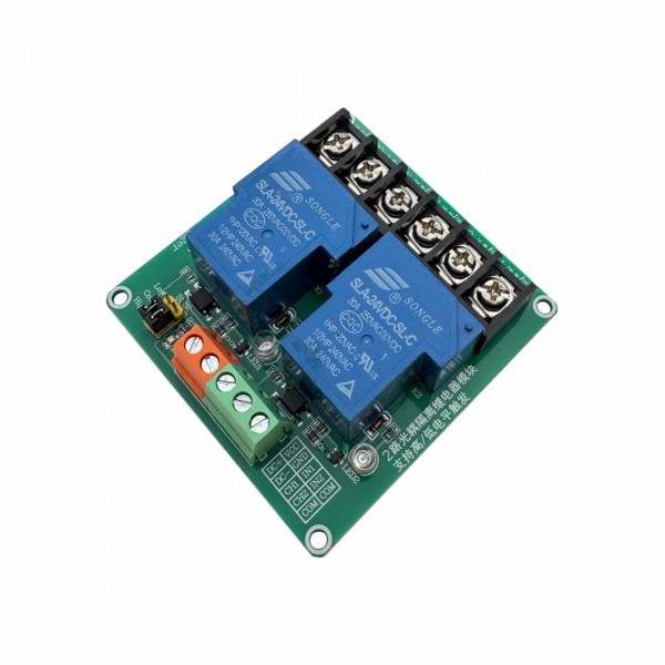 24V Relais Module - 2 Kanalen - Hoog-actief of Laag-actief - 30A