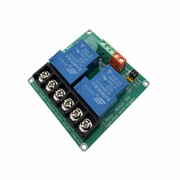 24V Relais Module - 2 Kanalen - Hoog-actief of Laag-actief - 30A