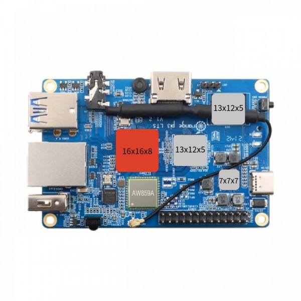 Aluminium Koelblok Kit - voor Orange Pi 3 LTS