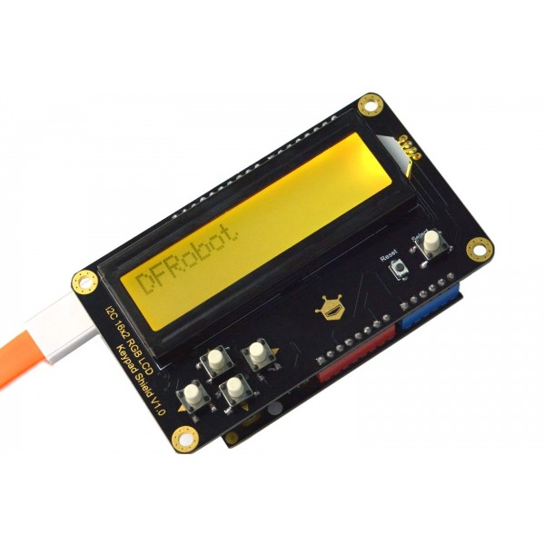DFRobot I2C 16x2 RGB LCD Keypad Shield with Black Font - for Arduino
