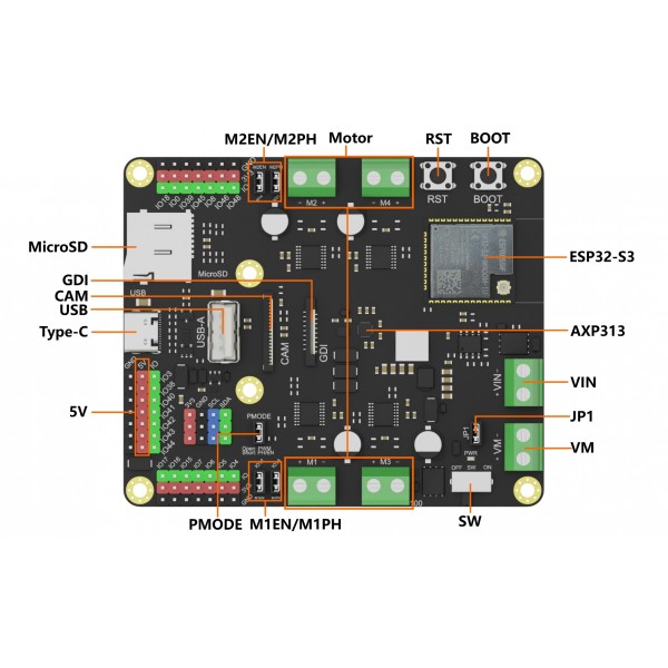 DFRobot Romeo ESP32-S3 Robot Development Board - Wi-Fi en Bluetooth DFRobot Romeo ESP32-S3 Robot Development Board - Wi-Fi en Bluetooth