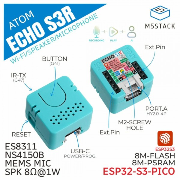 M5Stack Atom EchoS3R - Smart Speaker Development Kit M5Stack Atom EchoS3R - Smart Speaker Development Kit
