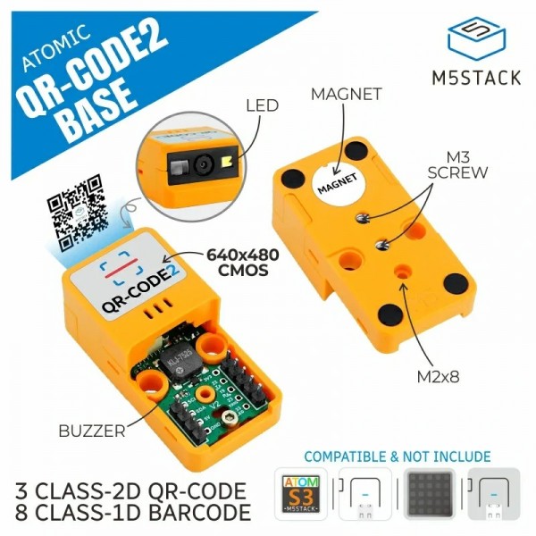 M5Stack Atomic Barcode QR-Code Scanner 2 Base