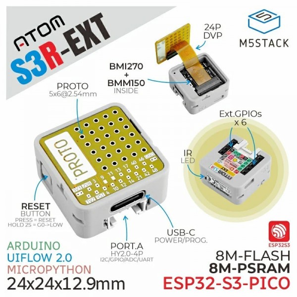 M5Stack AtomS3R Proto Kit - ESP32-S3-PICO Development Board M5Stack AtomS3R Proto Kit - ESP32-S3-PICO Development Board