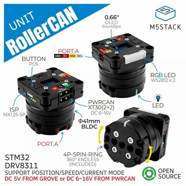 M5Stack RollerCAN Unit - with BLDC Motor