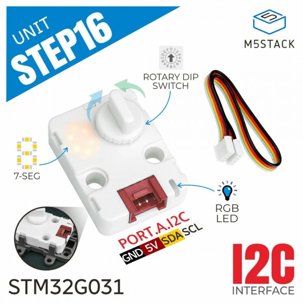 M5Stack Step16 Unit - Rotary Encoder with Display -  I2C