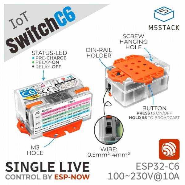M5Stack SwitchC6 - ESP-NOW Switch - 10A