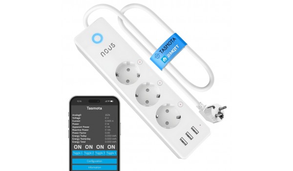 Nous A5T Wi-Fi Slimme Stekkerdoos met Tasmota