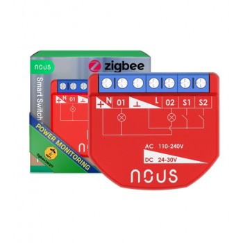 Nous B3Z Zigbee Slimme Schakelaar Module - 2 Kanalen - met Energiemeter