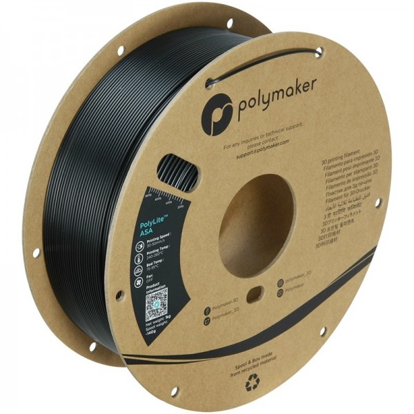 Polymaker PolyLite ASA Filament 1.75mm - 1kg - Jet Black