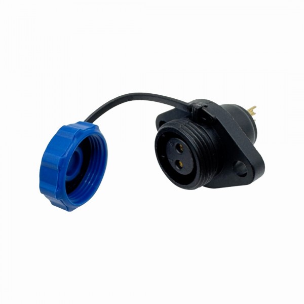 SD13 Female Waterproof Panel Mount Connector 2p - 2 Mounting Holes