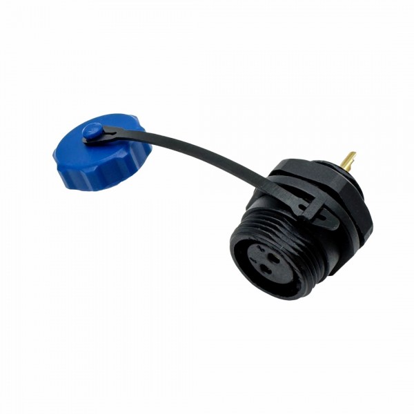 SD13 Female Waterproof Panel Mount Connector 2p - Screw Mount