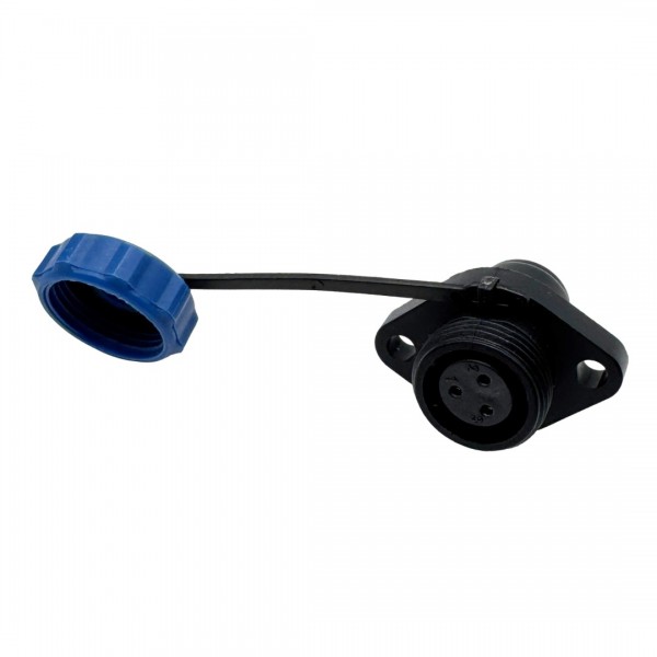 SD13 Female Waterproof Panel Mount Connector 3p - 2 Mounting Holes