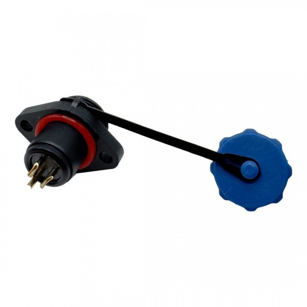 SD13 Female Waterproof Panel Mount Connector 3p - 2 Mounting Holes