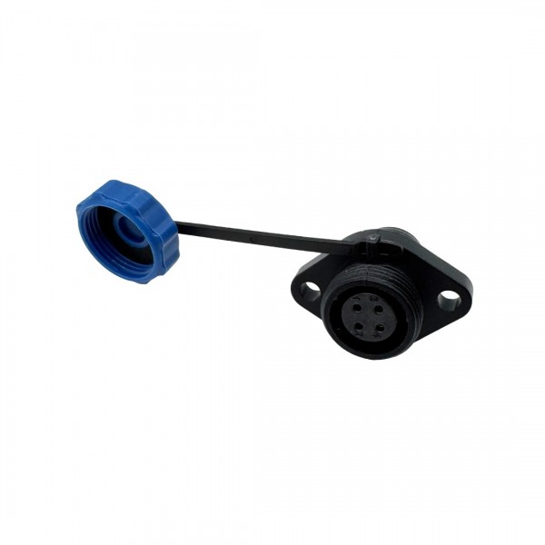 SD13 Female Waterproof Panel Mount Connector 4p - 2 Mounting Holes