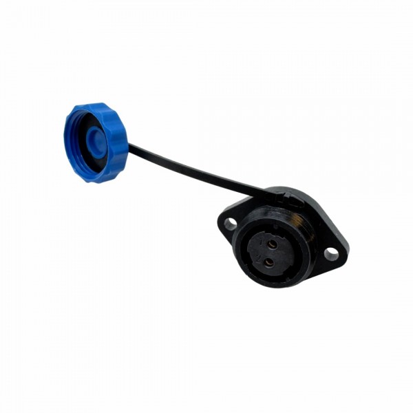 SD16 Female Waterproof Panel Mount Connector 2p - 2 Mounting Holes