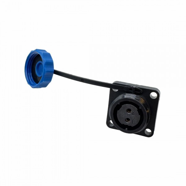 SD16 Female Waterproof Panel Mount Connector 2p - 4 Mounting Holes