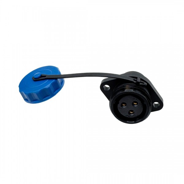 SD16 Female Waterproof Panel Mount Connector 3p - 2 Mounting Holes