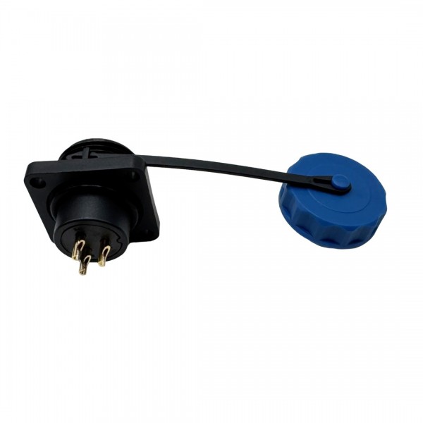 SD16 Female Waterproof Panel Mount Connector 3p - 4 Mounting Holes
