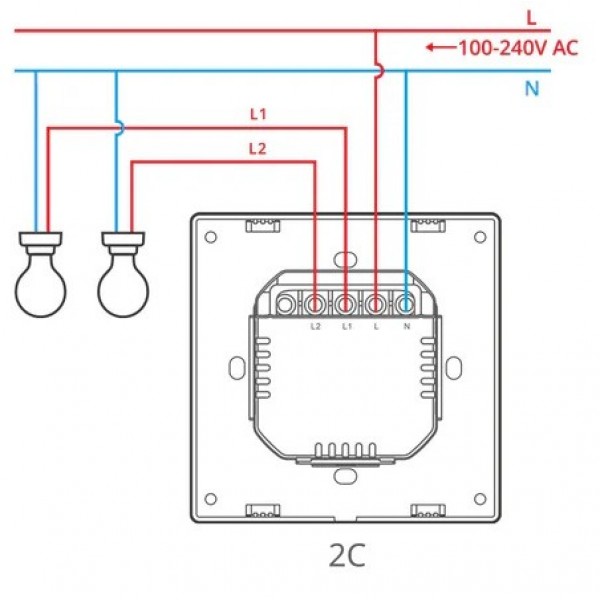Sonoff M5-2C-80W SwitchMan - Wi-Fi Switch - Matter Compatible - 2 Channels - White