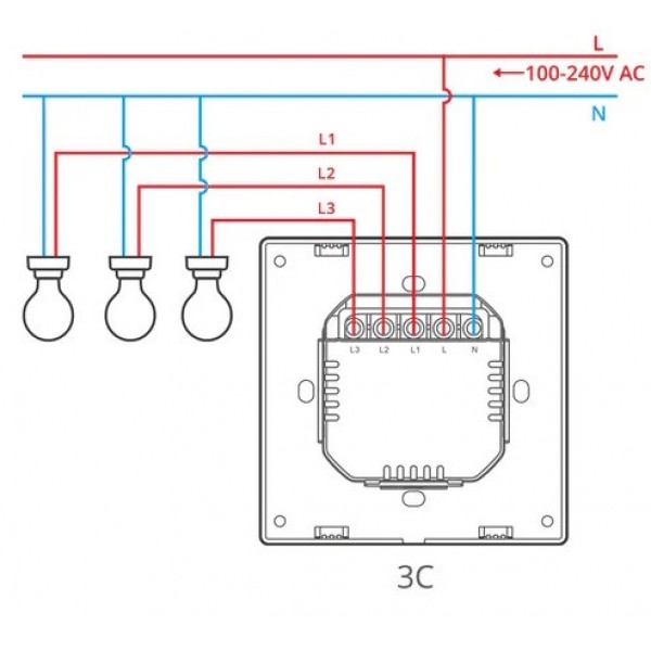 Sonoff M5-3C-80W SwitchMan - Wi-Fi Switch - Matter Compatible - 3 Channels - White