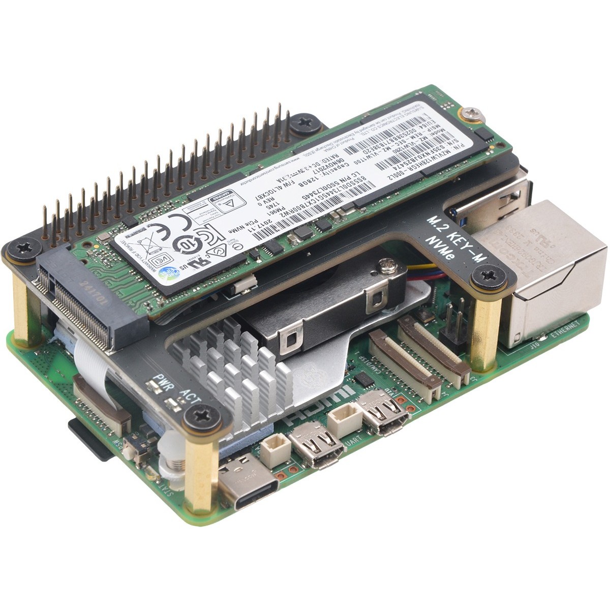 SupTronics X1015 PCIe to M.2 HAT - for NVMe SSD - for Raspberry Pi 5 ...