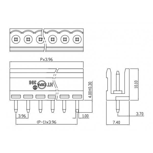 Terminal Block voor Afneembare Schroefterminal - 2p - 3.96mm