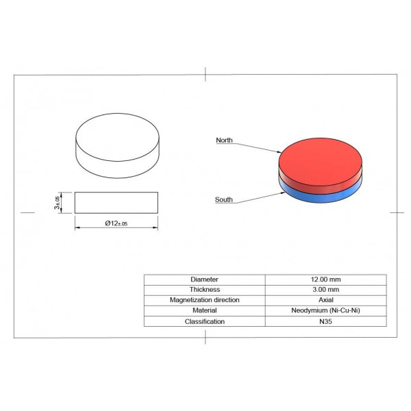 XMP Neodymium Magnet 12x3mm - N35