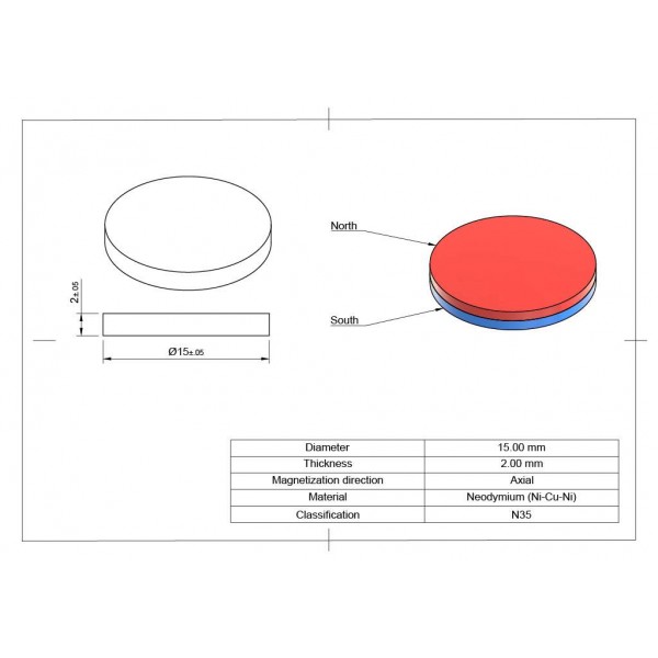 XMP Neodymium Magnet 15x2 - N35