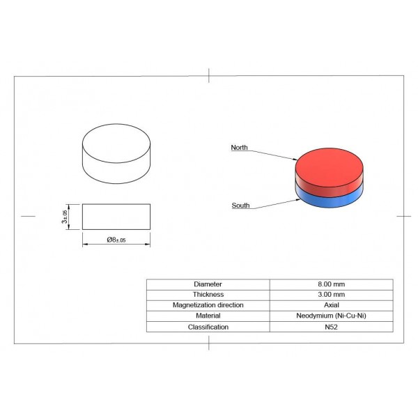 XMP Neodymium Magneet 8x3mm - N52