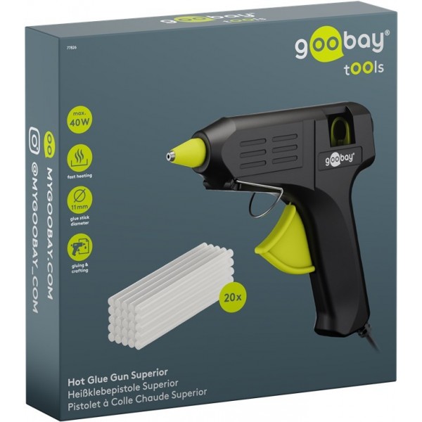 Goobay 77826 Hot Glue Gun - 40W - Ø11-12mm - with 20 Glue Sticks