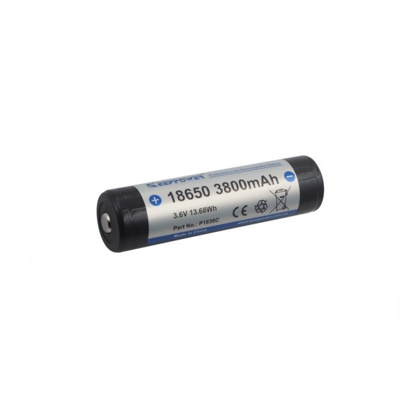 Keeppower 18650 Li-ion Battery with Protection Circuit - 3800mAh - 7.6A - P1838C