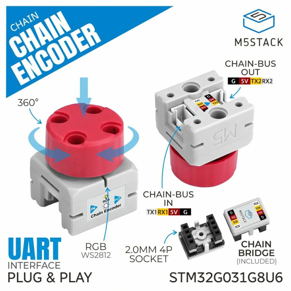 M5stack Encoder Unit M5Stack Chain Rotary Encoder Module - M5STACK-U207
