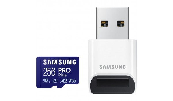 Samsung PRO Plus 256GB V30 UHS-I U3 A2 microSDXC Kaart met USB Adapter