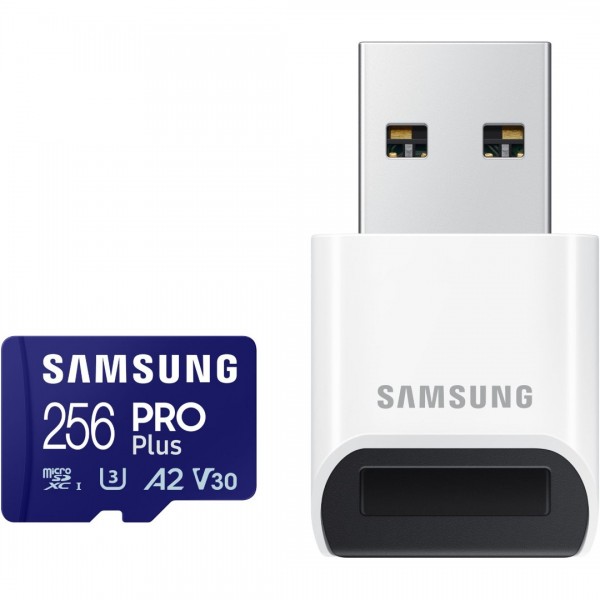 Samsung PRO Plus 256GB V30 UHS-I U3 A2 microSDXC Kaart met USB Adapter