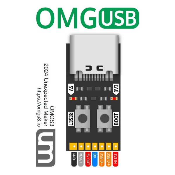 Unexpected Maker OMGUSB - USB-C Breakout Board voor OMGS3