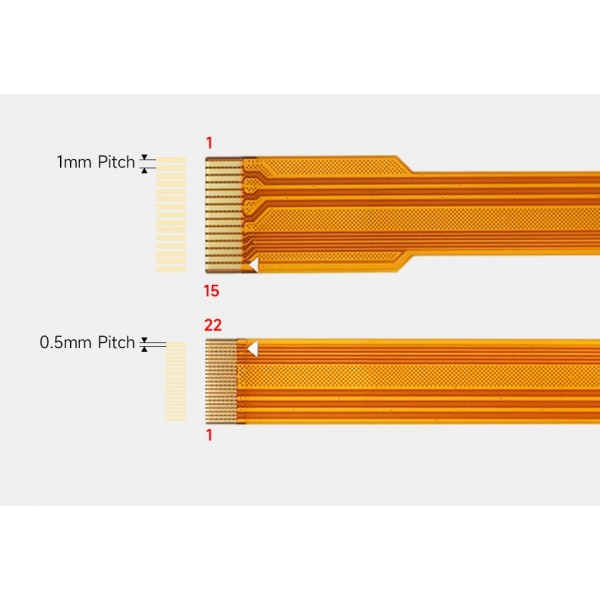 Waveshare Raspberry Pi 5 CSI Camera Cable B - 22 to 15 pin FPC-FFC flex - 30cm