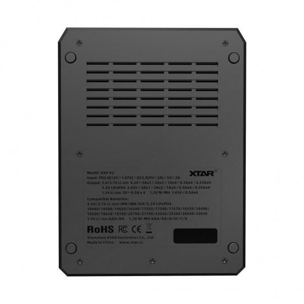 XTAR VX4 V2 Batterijlader - Li-ion - LiFePO4 - Ni-MH