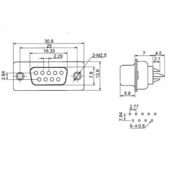 DB9 RS232 Connector Male