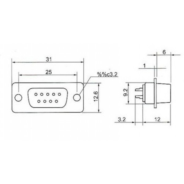 DB9 RS232 Connector Female